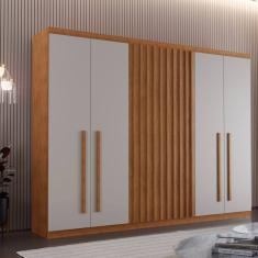 Guarda Roupa Denver Casal 6 Portas com Pés Naturale/Off White Rufato