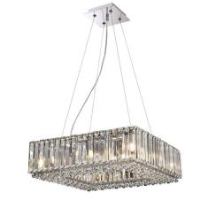 Lustre De Cristal Quadrado 45x45 Translúcido Mais Luz Bivolt
