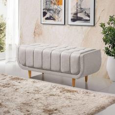 Recamier Alemanha 1,50m Com Base Madeira Linho Sofatec Palha