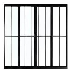 Janela de Alumínio Preto Vitro de Correr 4 Folhas Com Grade CMC Modula