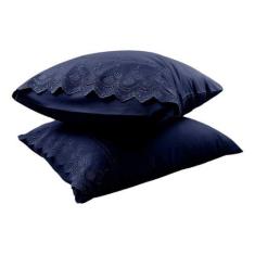 Jogo De Lençol Bordado Inglês Micropercal Casal 300 Fios 3pç - Eurotéx