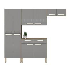 Armário De Cozinha Compacta 10 Portas 2 Gaveta Com Balcão Nala Freijó gris Freijó gris