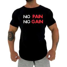 Camiseta Longline Manga Curta MXD Conceito No Pain No Gain, Preto, P