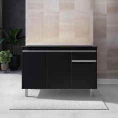 Balcão Gabinete De Pia Sem Tampo 120cm 3 Portas Pop - Nathan Móveis Cor Preto