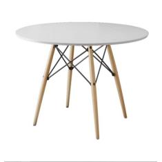 Mesa De Jantar Eiffel Redondo Tampo De Madeira 110cm Branco5 - Conveni