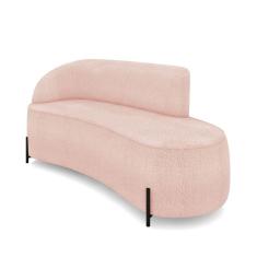 Sofá 3 Lugares Orgânico 180cm Pé Ferro Preto Morgan Bouclê Rosê D03 - D`rossi