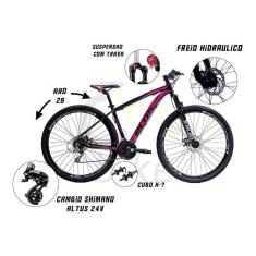 Bicicleta Aro 29 Ecos 24 Marchas, Rodas K7 8v, Cambio Shimano Altus, Freios Hidráulicos E Suspensão-Unissex