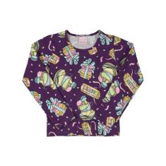 Blusa  Infantil Manga Longa Doces Vinho Quimby