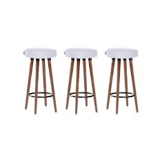 Kit 3 Banquetas Moderna Alta Roma Slim Branco 70cm