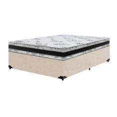 Cama Base Box Casal Super Confort Suede Bege + Colchão Casal Super Confort D33 24x138x188