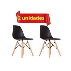 Cadeiras Jogo de Pé Palito Assento Preto Eames Eiffel