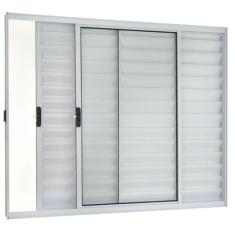 Janela de Alumínio Veneziana 100x100cm com Grade 3 Folhas Direita Ecos