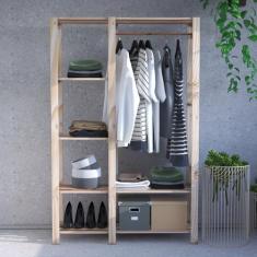 Guarda Roupa C/ Prateleiras Rustica Cabideiro Roupeiro - Technox