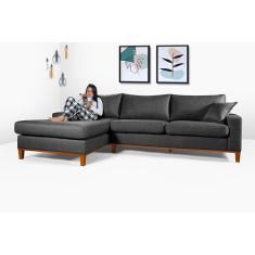 Sofa Living California Com Chaise Lado Direito em Linho - Essencial Es