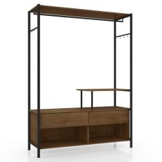 Guarda Roupa Casal Closet Barcelona 2 Gavetas Preto/Demolição - Artefa