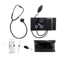 Kit Esfigmomanometro E Esteto Bic + Garrote + Termometro,  Preto