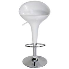 Banqueta bar em abs base aço cromado encosto alto branca - Kala