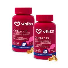Ômega 3 1000mg Rico em EPA DHA com Selo IFOS e Vitamina E - 60 cápsulas Vhita (2 unidades)