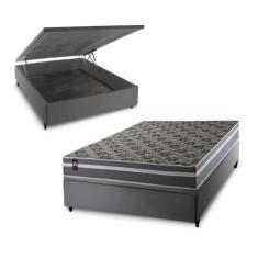 Conjunto Box Baú Cinza Miami Cinza 138x188x69 Espuma D33