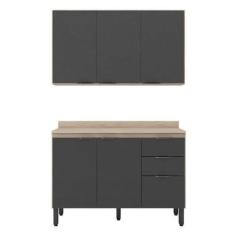 Cozinha Modulada Firenze Fi0010 Avena Grafito - Demóbile