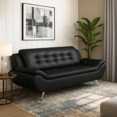 Sofá 3 Lugares New Passion material sintético Preto - Modern