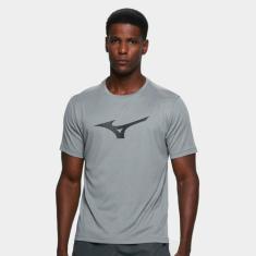 Camiseta Mizuno Run Spark Masculina, Cinza, Preto, M