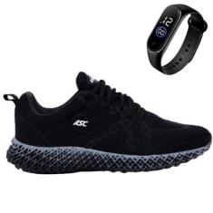 Tênis Esporte Feminino e Masculino Em Tecido Para Academia Corrida Dia-a-Dia + Relógio Led Digital-Unissex