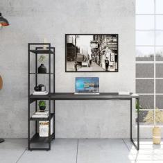 Escrivaninha com Estante Nanda Preta 146 cm