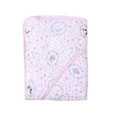 Toalha De Banho para Bebê Fralda Soft Especial Capuz Papi Amiguinhas Rosa
