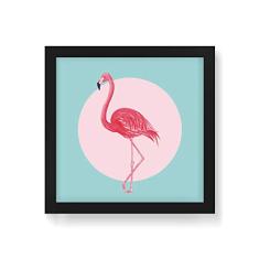 Arte Maníacos Quadro Decorativo Flamingo - 50x50cm (Moldura em laca preta)