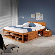 Cama Queen Multifuncional Madeira Maciça Irara Cabecasa Madeiramadeira Caramelo