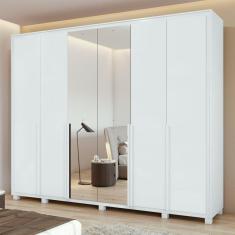 Guarda-Roupa 6 Portas 6 Gavetas 100% MDF Imperatore com espelho e com Pés Branco