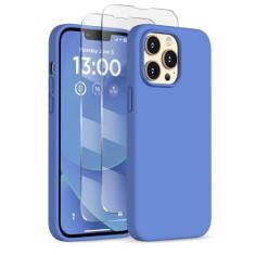 COFFKER Capa projetada para iPhone 13 Pro, capa de silicone líquido com [2 protetores de tela], [proteção militar à prova de choque] Capa fina para celular com forro de microfibra de 6,1 polegadas,