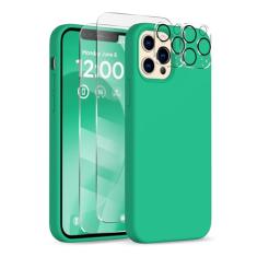 COFFKER Capa para iPhone 12 Pro Max, [2 protetores de câmera + 2 protetores de tela], capa protetora de silicone à prova de choque, capa de telefone com forro de microfibra para iPhone 12 Pro Max de