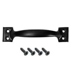 5/1 conjunto de maçanetas de porta em arco de metal de 4/6 polegadas com parafuso, armários de móveis, puxadores de gaveta, portão de ferro, puxadores de porta de galpão de celeiro, preto, 6 polegada