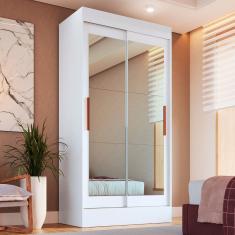 Guarda-Roupa Solteiro Lyon 2 Portas de Correr 2 Gavetas Espelhado Branco - Doripel Móveis