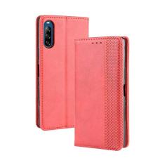 Capa para Sony Xperia L4, capa flip carteira com suporte de couro para Sony Xperia L4, capa magnética retrô para celular, capa carteira de telefone com compartimentos para cartões