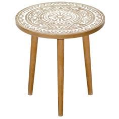 Mesa de centro redonda, mesa de centro boho natural, pequena mesa de centro moderna de meados do século, mesas laterais para sala de estar, quarto, escritório, varanda