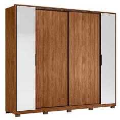 Guarda Roupa Casal Laredo Nogueira Touch Flex Com Espelho E Pés Demóbile - Demartêz