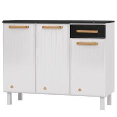 Balcão De Cozinha De Aço Triplo Telasul Diamante Smart C/ Tampo Bco/pto