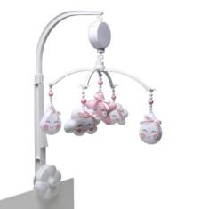 Móbile Musical Chuva De Amor Rosa Berço Quarto Bebê Infantil - Potinho