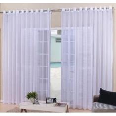 Cortina Voal Branca Sala Ou Quarto 2,00X1,70 Ilhós Cromado - Confecçõe