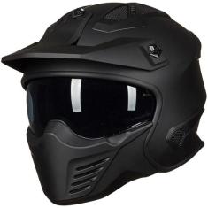 Capacete ILM Open Face Motorcycle 3/4 Half DOT 726X Matte Black