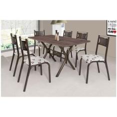Conjunto de Mesa com 6 Cadeiras Ciplafe Poeme, Bronze/Bege