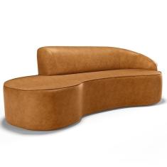 Sofá 4 Lugares Curvo Living Firenze Direito D02 Couríssimo Whisky 280cm B-90 - Lyam