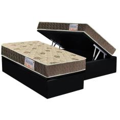 Cama Box Baú Solteiro: Colchão Ortopédico Orthoflex D33 - Ep Matera + Base Crc Suede Black(88x188)