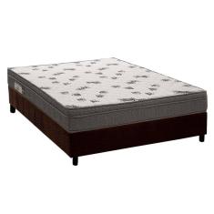 Cama Box Casal: Colchão Espuma D45 Ortobom Light Ortopilow + Base Crc Suede Brown(138x188)