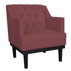 Poltrona Decorativa Clássica Com Base Madeira Suede Bordô - DS Estofad