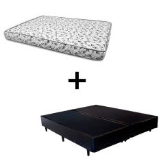 Cama Box Casal 138 Bipartido Tecido Sintético Preto com Colchão Nápoles Espuma D33 54x138x188