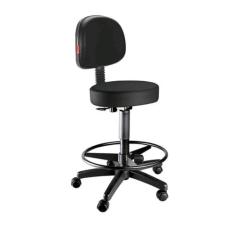 Cadeira Mocho Caixa Alta Com Rodinhas Corano Preto - Sintonia Flex